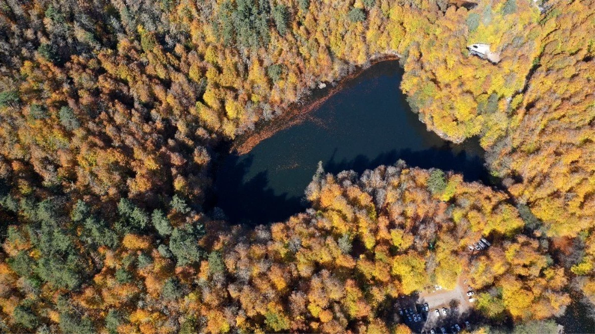 Yedigöller\'de sonbaharın getirdiği görsel şölen havadan görüntülendi