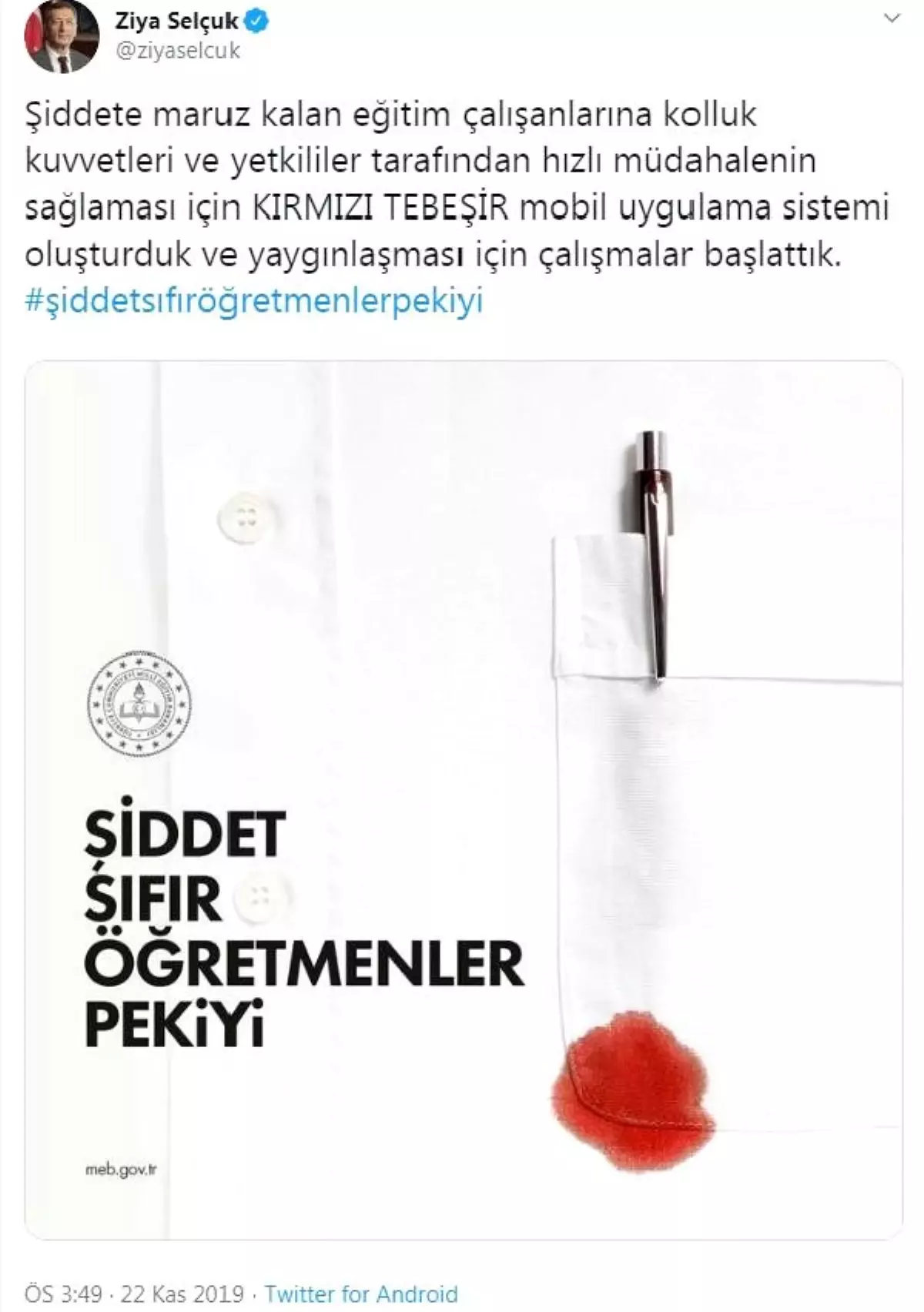 Eğitimcilere şiddete karşı \'kırmızı tebeşir\'