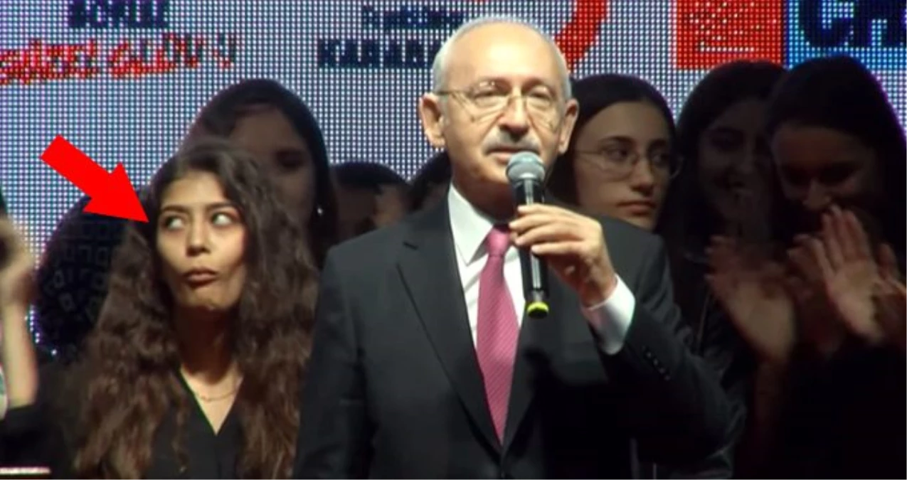 Kılıçdaroğlu, "Erdoğan\'ı indireceğiz" deyince arkasındaki genç kızın yüzü şekil değiştirdi