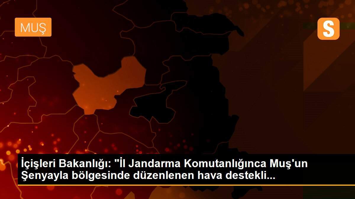 İçişleri Bakanlığı: "İl Jandarma Komutanlığınca Muş\'un Şenyayla bölgesinde düzenlenen hava destekli...