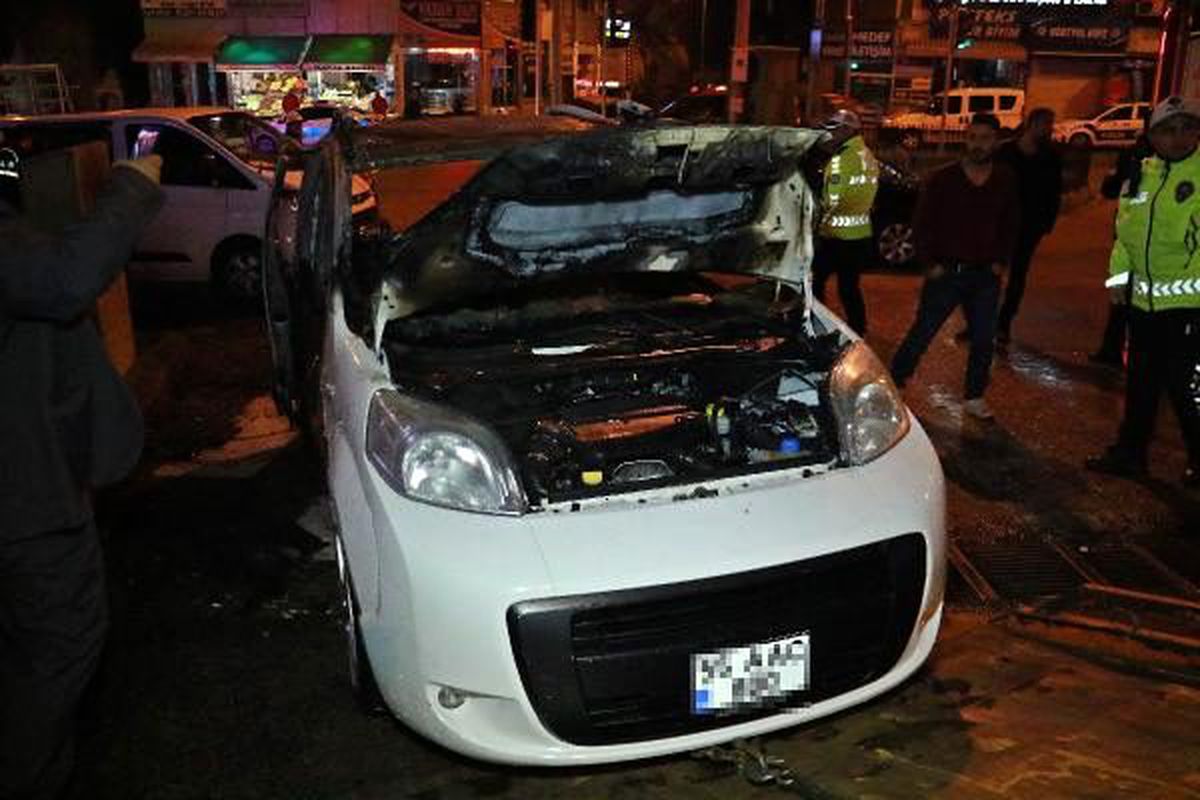 Ateşe verdiği aracı kullanılamaz hale geldi