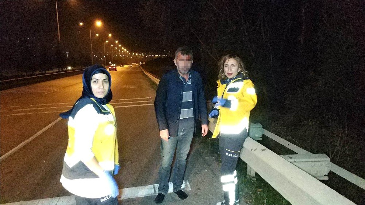 Yaralı şahıs kaza yerinden kaçarken yakalanıp hastaneye kaldırıldı