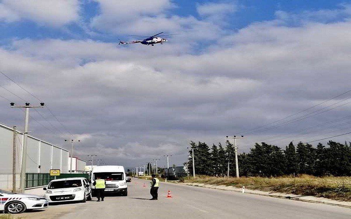 Çanakkale\'de havadan helikopterle trafik denetimi