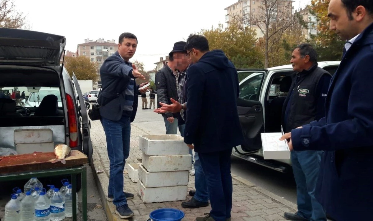 Satıcının el konulmak istenen balıklarını vermeme mücadelesi kamerada