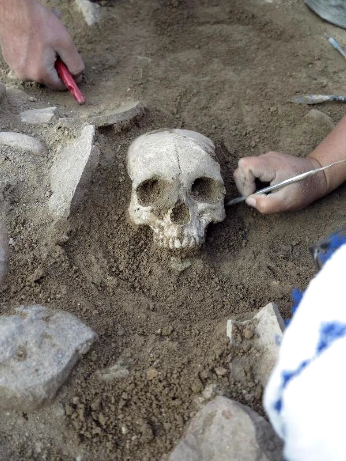 Çorum\'daki kazıda, 3 bin 500 yıllık kafatası bulundu