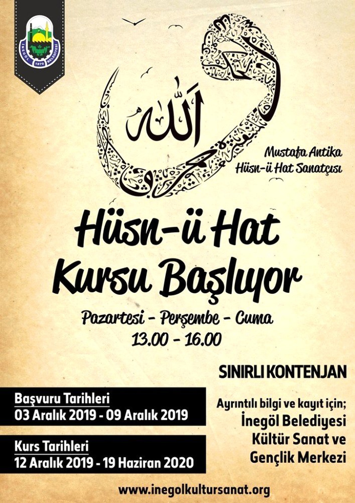 Gençlik Merkezi\'nde hüsn-i hat kursu kayıtları başlıyor