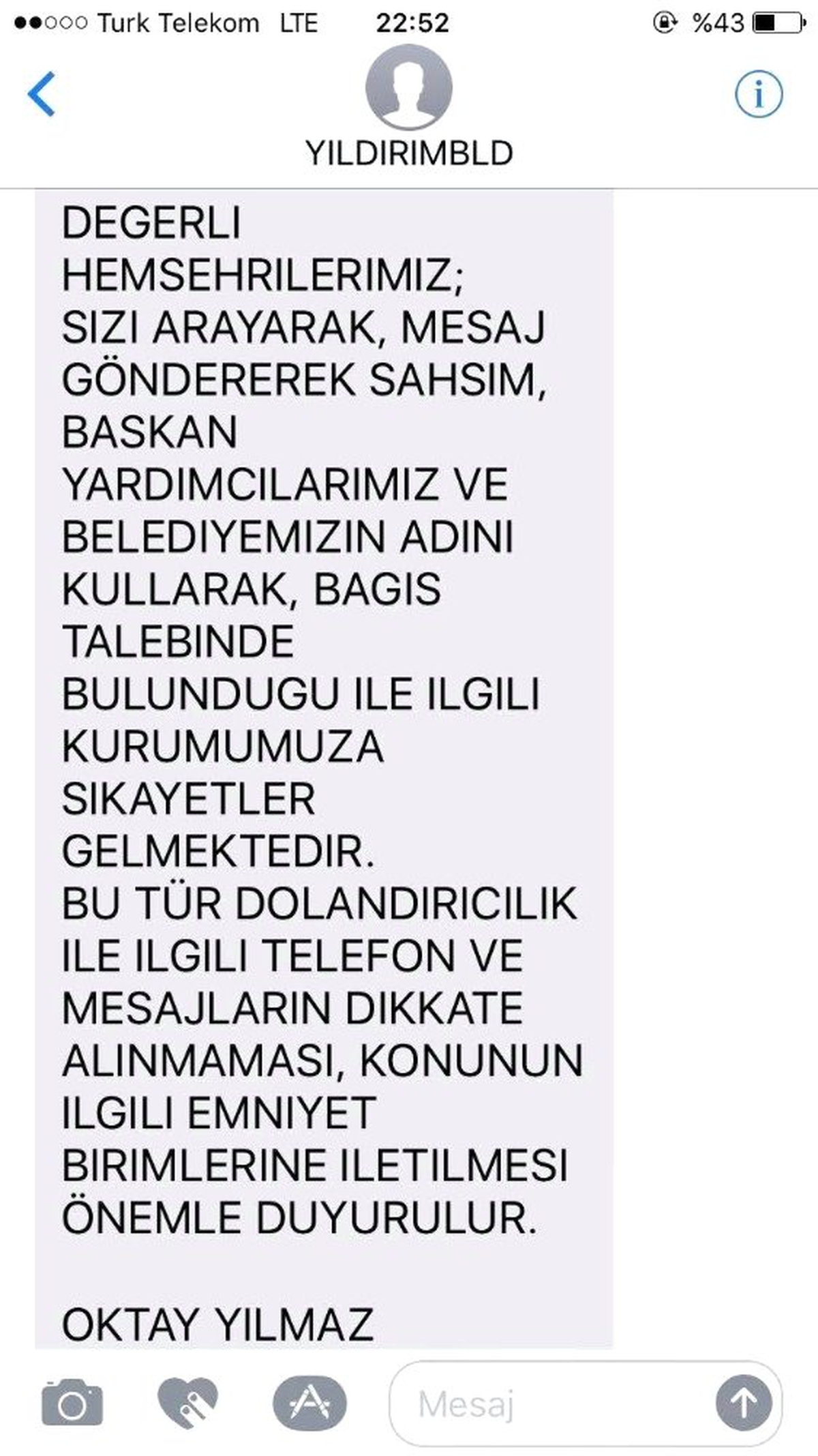 Yıldırım Belediyesi\'nden dolandırıcılık uyarısı