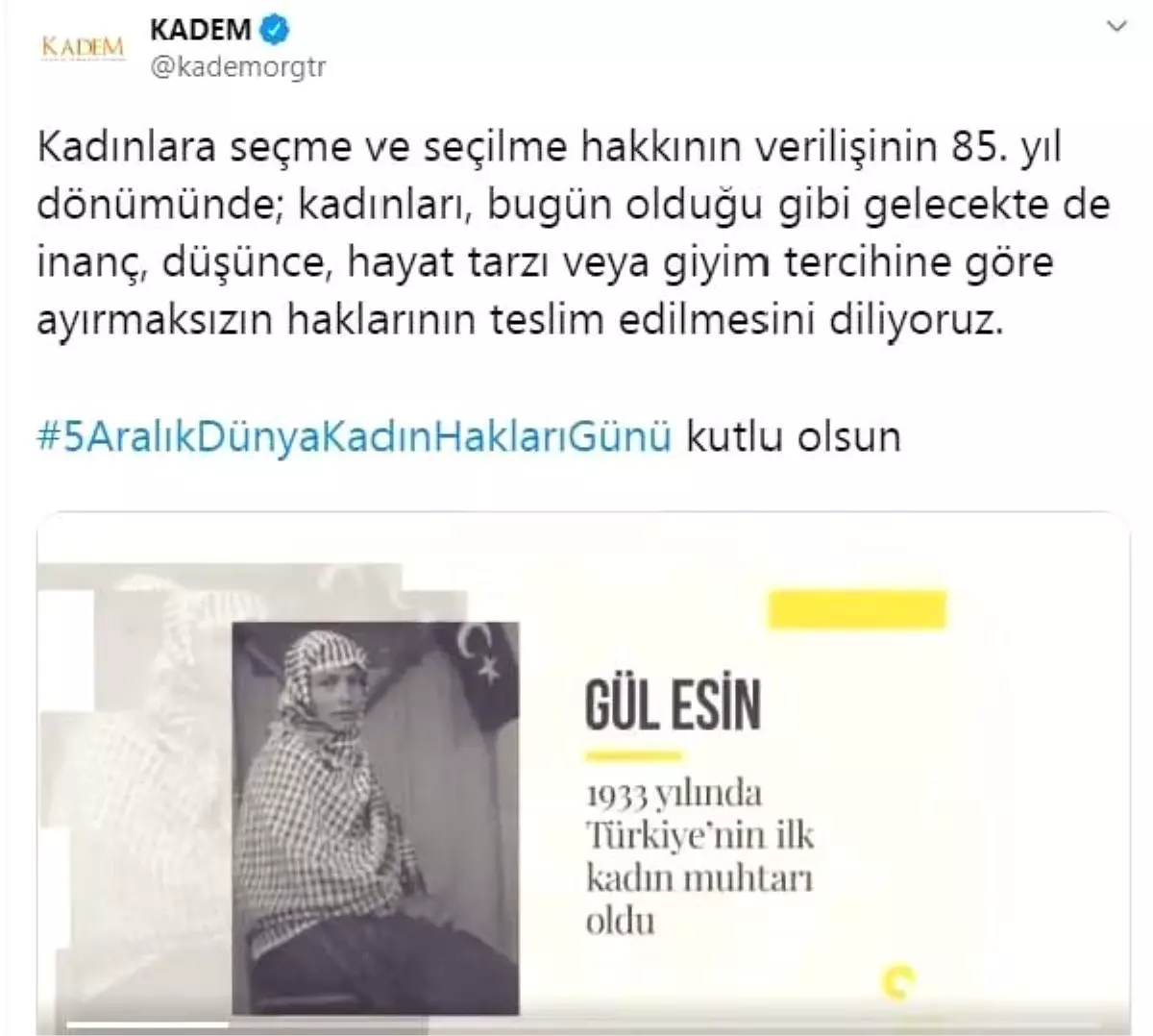 KADEM\'den \'Dünya Kadın Hakları Günü\' mesajı