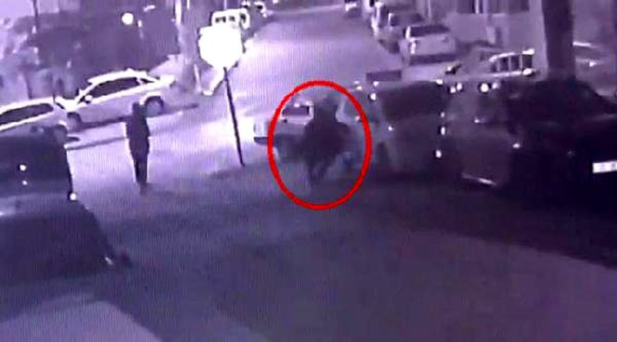Park halindeki otomobile zarar verdi, kamera görüntüledi