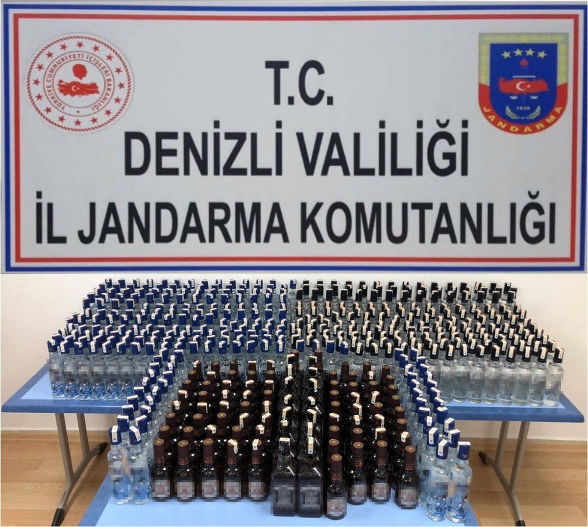 Jandarma 484 şişe kaçak içki ele geçirdi