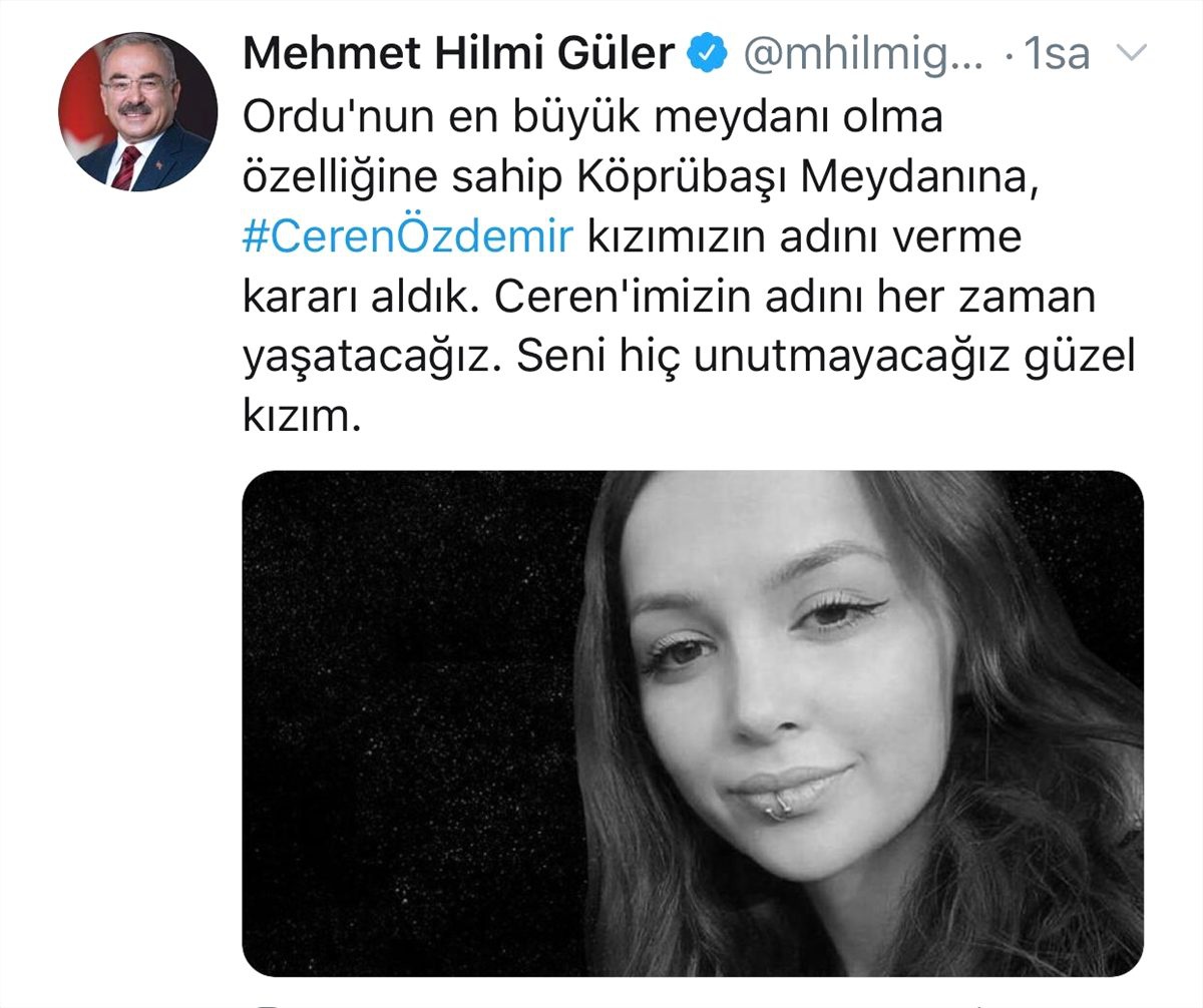 Ordu\'da Ceren Özdemir\'in ismi yaşatılacak