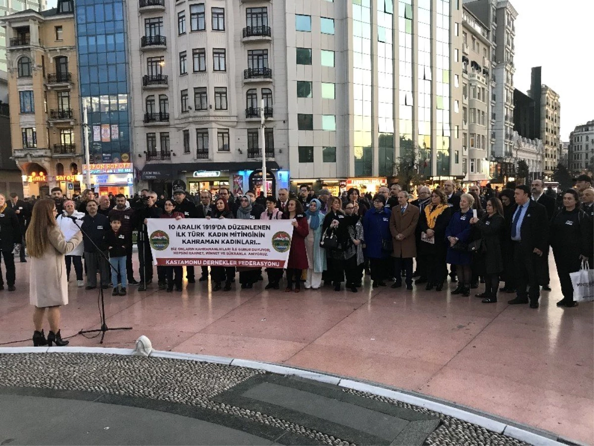 Türk tarihinin ilk kadın mitinginin yüzüncü yılı Taksim\'de kutlandı