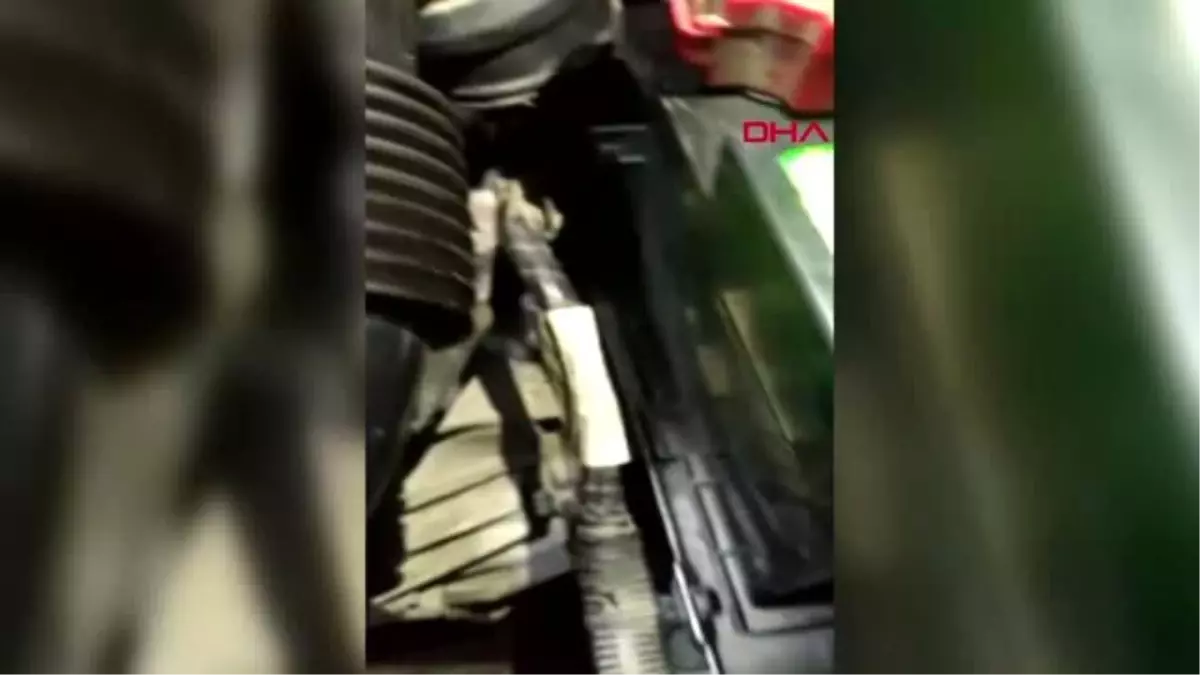 Bartın taksinin motoruna giren kedi kurtarıldı