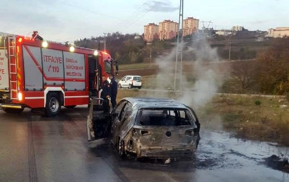 Eşinin otomobilini yakıp, görüntüsünü gönderdi