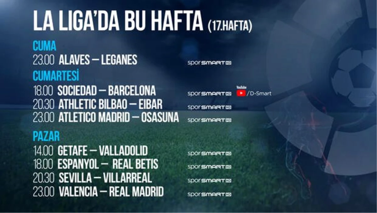 La Liga\'nın 17. haftasında 8 maç canlı yayınla D-Smart\'ta