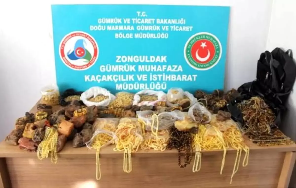 Zonguldak\'ta 500 bin liralık kehribar taşı ve ürünü ele geçirildi