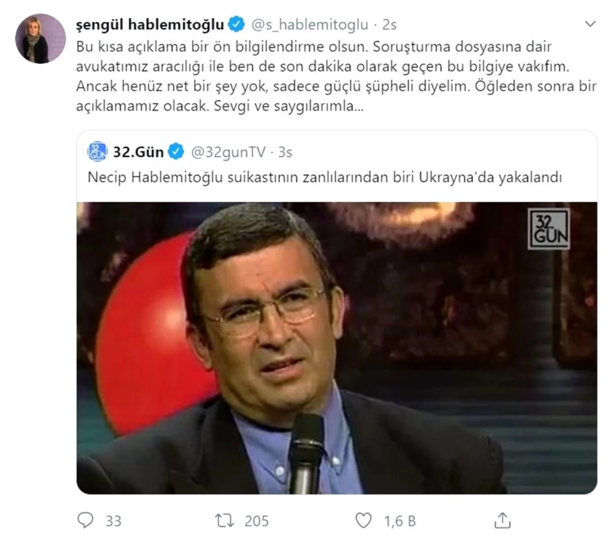 Doç. Dr. Necip Hablemitoğlu\'nun eşinden açıklama