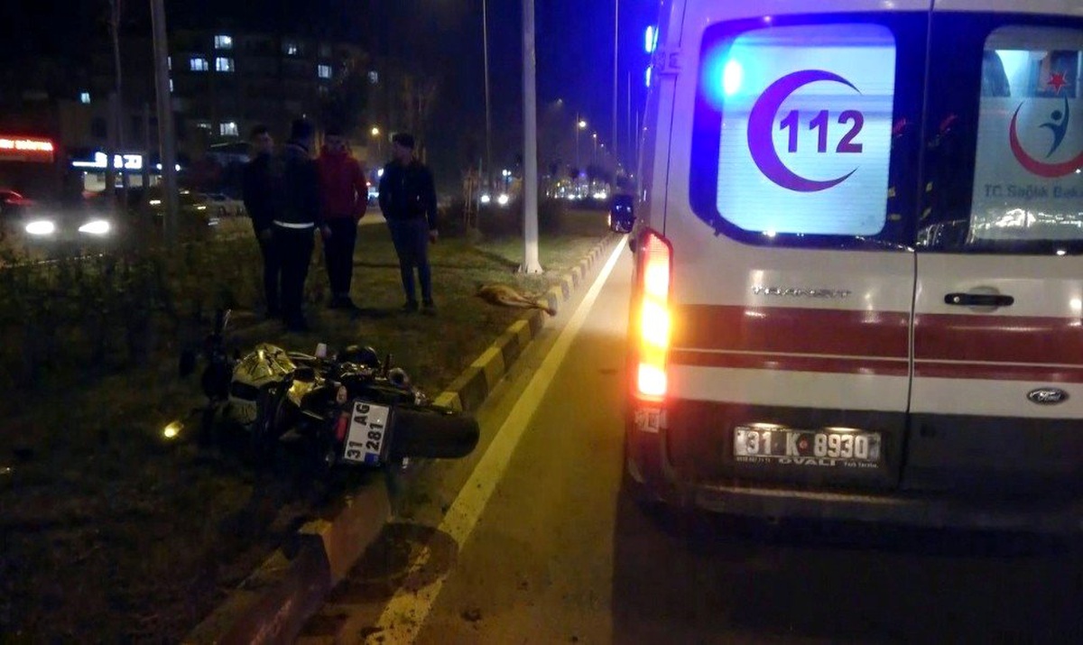 Köpeğe çarpan motosiklet sürücüsü yaralandı