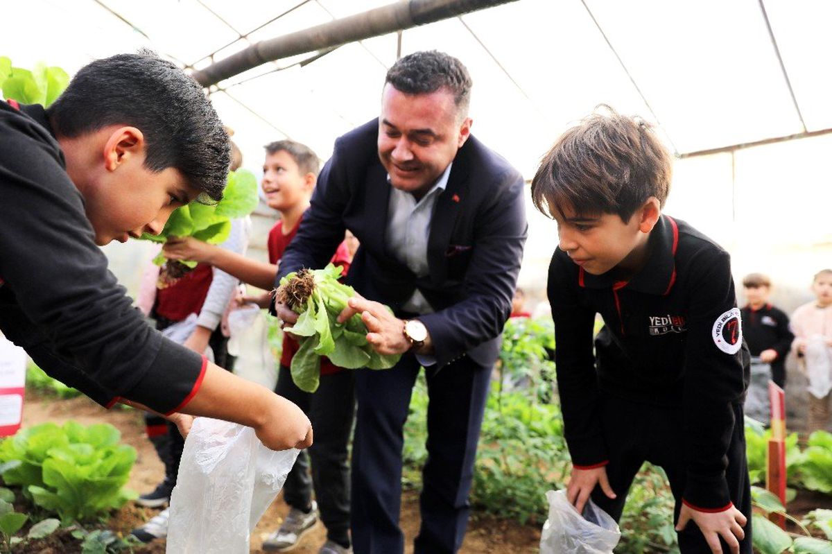 Minikler kurdukları serada organik sebze yetiştiriyor
