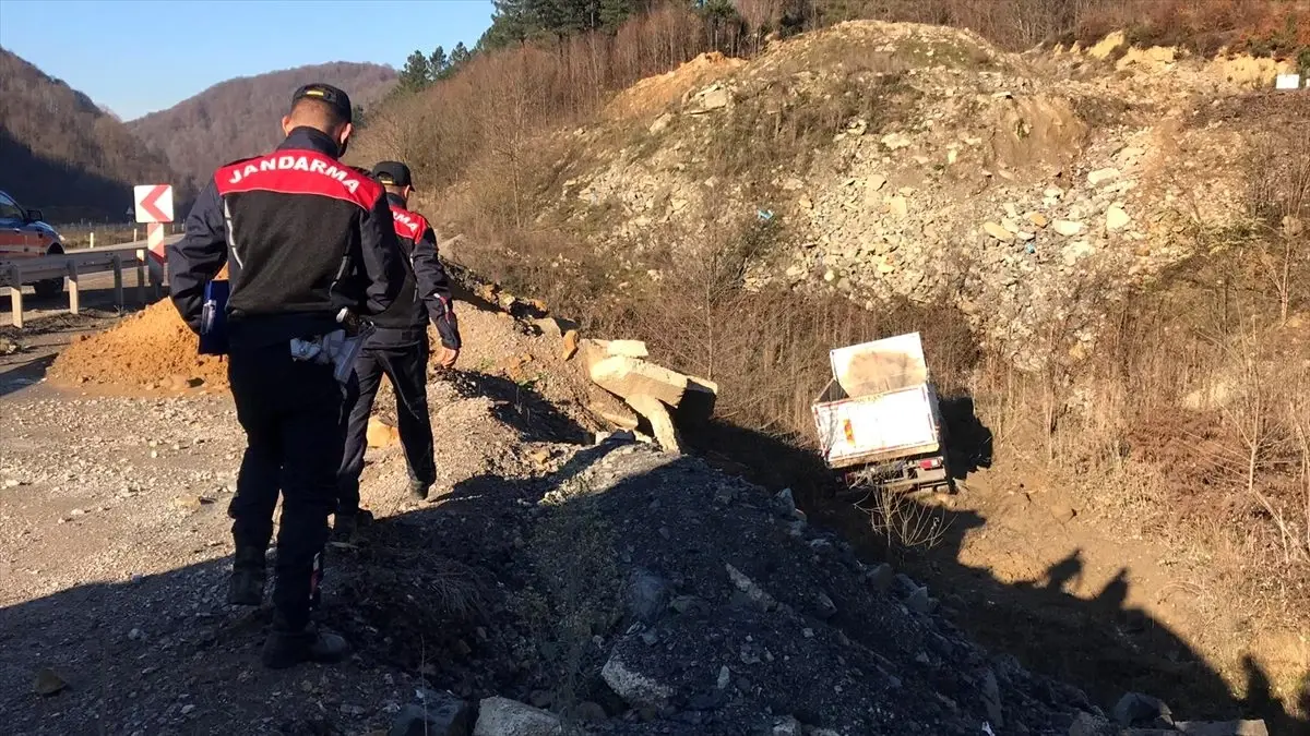 Zonguldak\'ta şarampole devrilen kamyonun sürücüsü yaralandı