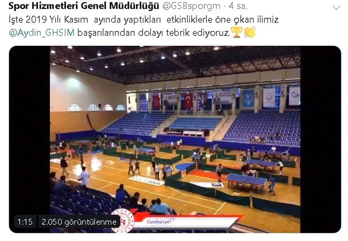 Gençlik ve Spor İl Müdürlüğü sportif etkinlikte en başarılı iller arasına girdi