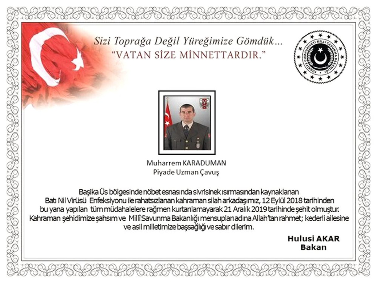 Bakan Akar\'dan şehit askerler için başsağlığı mesajı