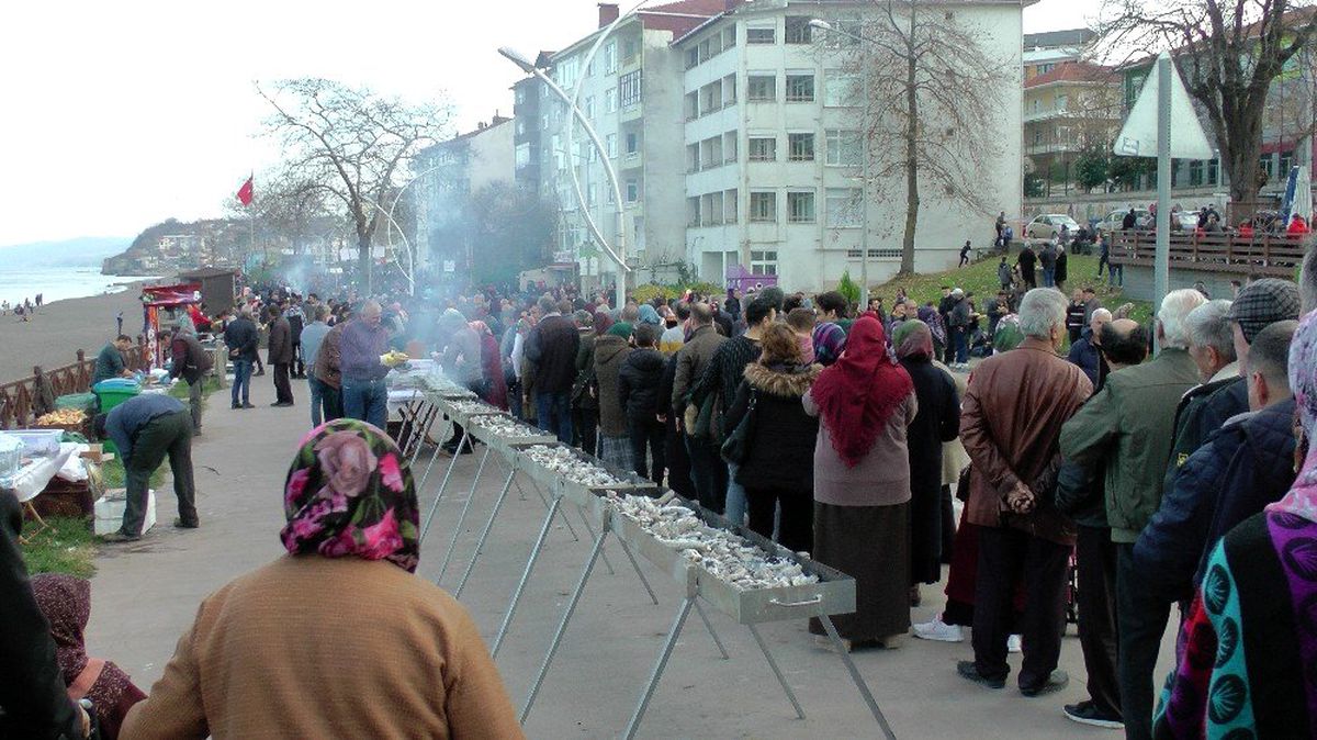 Hamsi Festivali\'nde 1 ton 200 kilo hamsi dağıtıldı