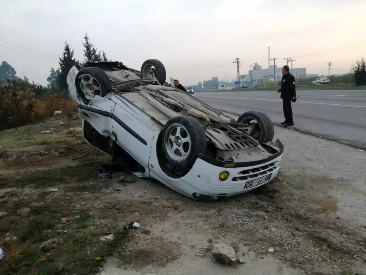 Takla atan otomobilin sürücüsü yaralandı