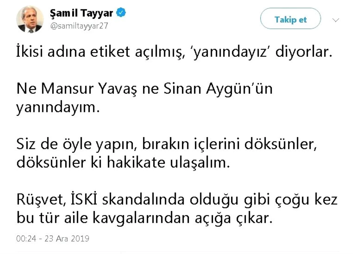 25 milyonluk rüşvet krizine Şamil Tayyar yorumu