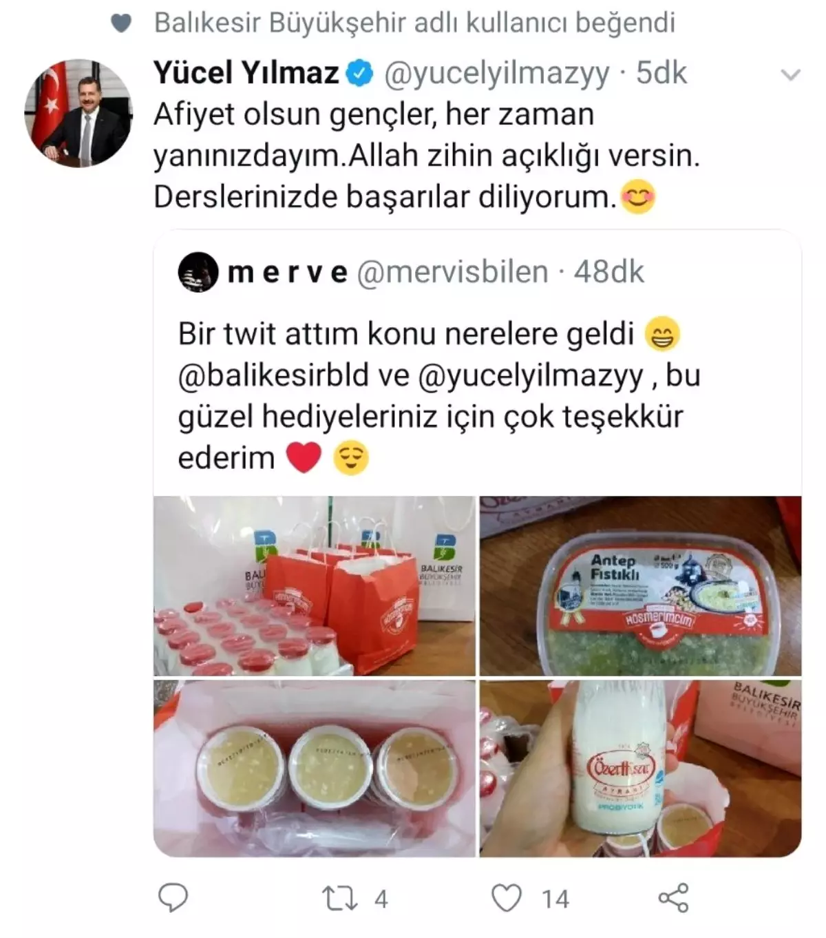 Başkan Yılmaz\'dan öğrenciye "tatlı" jest