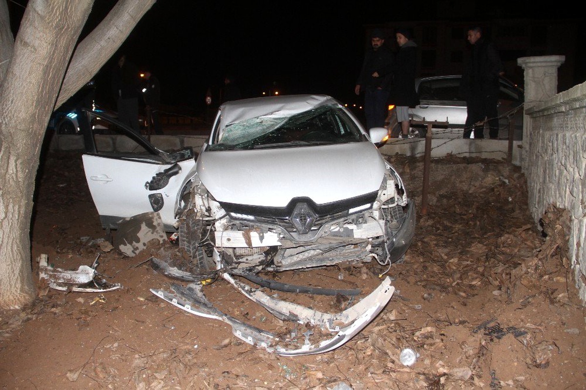 Elazığ\'da otomobil bahçeye uçtu: 2 yaralı