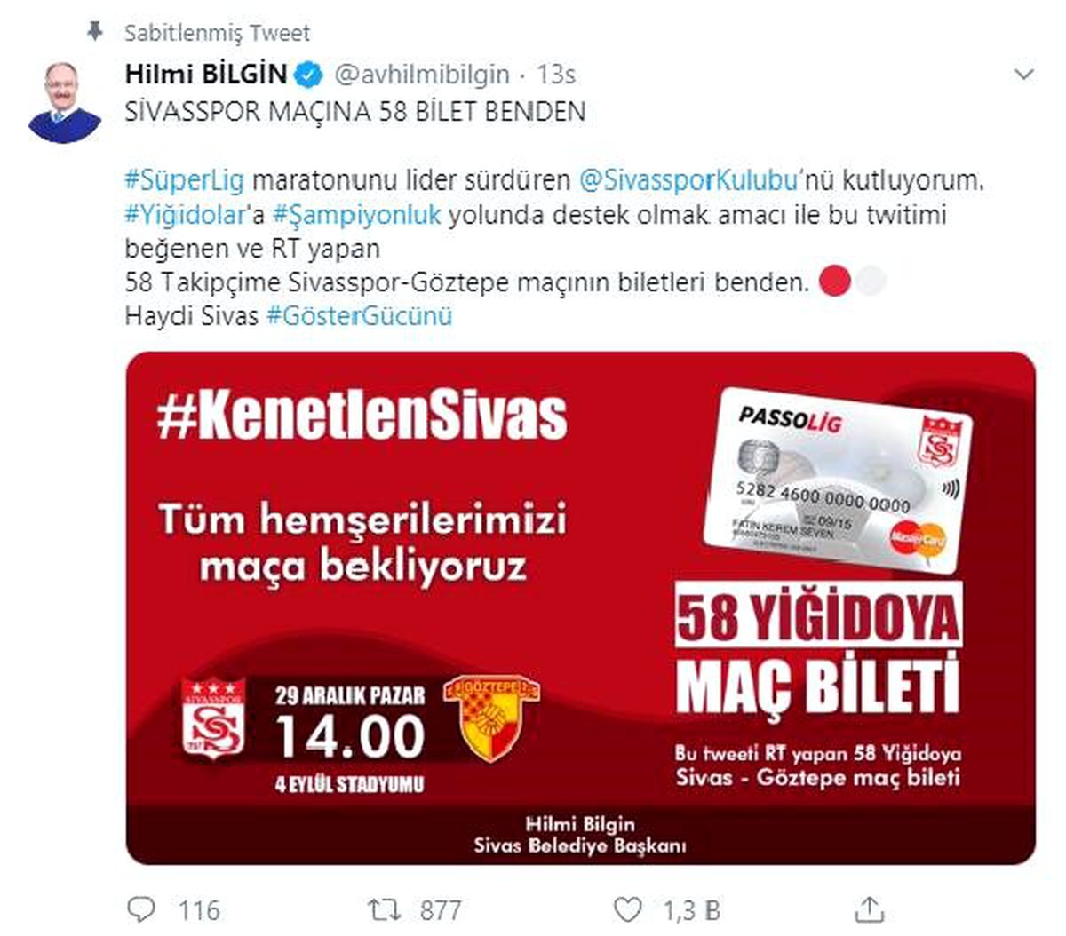 Sivasspor için il protokolünden bilet zinciri