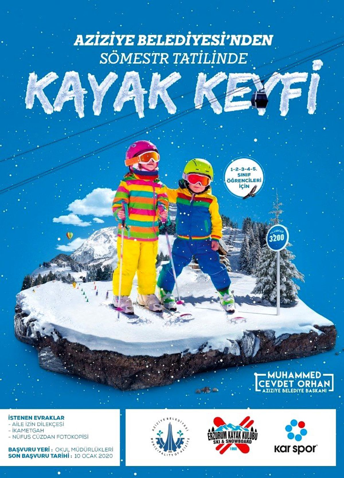 Aziziyeli çocuklara kayak imkanı
