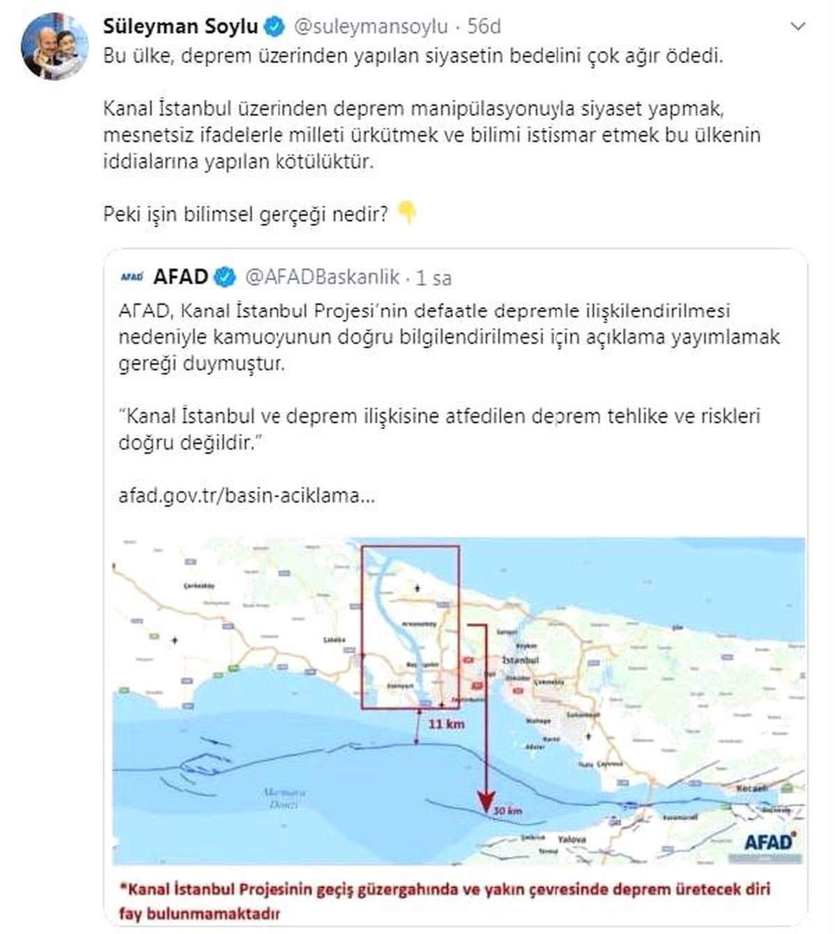 Bakan Soylu\'dan \'Kanal İstanbul\' paylaşımı