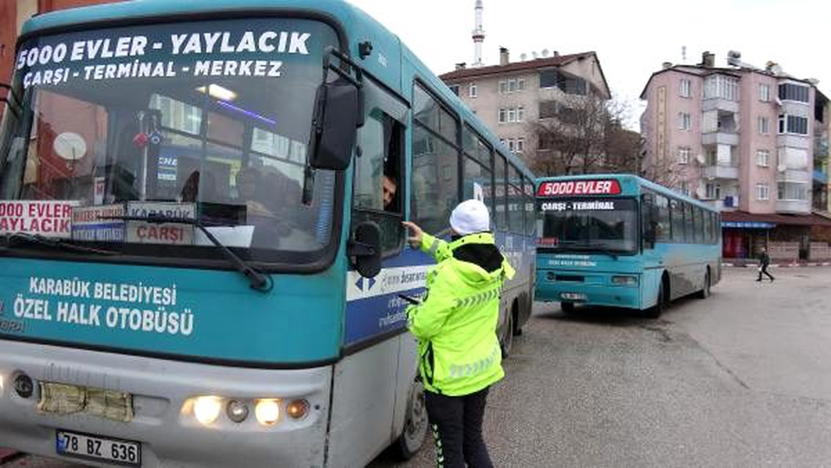 Karabük\'te kadının düşmesinin ardından halk otobüsleri denetlendi