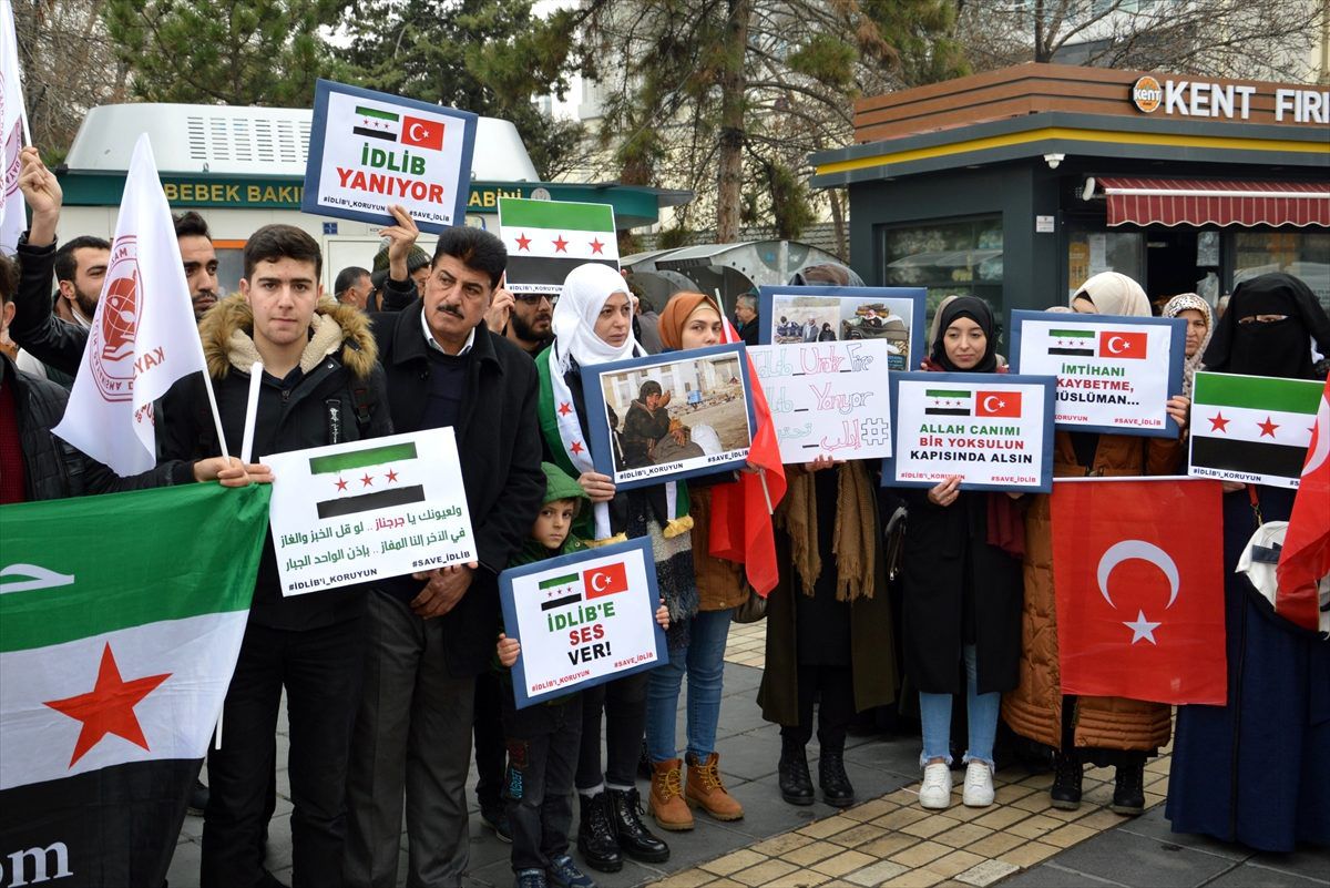 Kayseri\'de, İdlib\'e yönelik saldırılara tepki