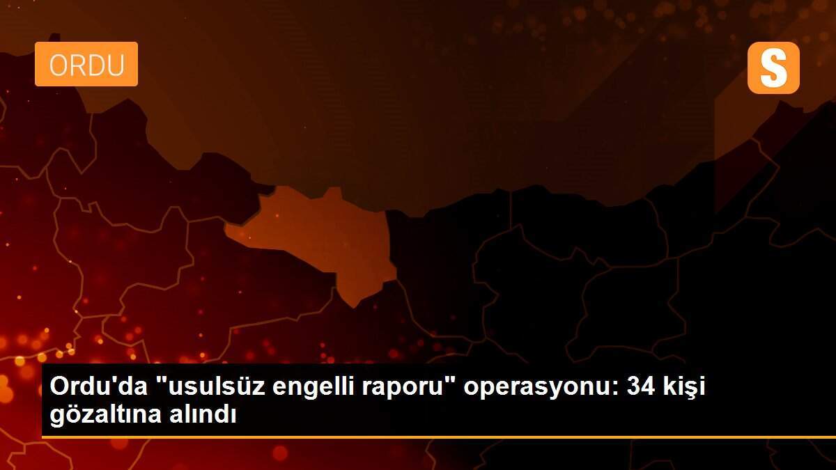 Ordu\'da "usulsüz engelli raporu" operasyonu: 34 kişi gözaltına alındı