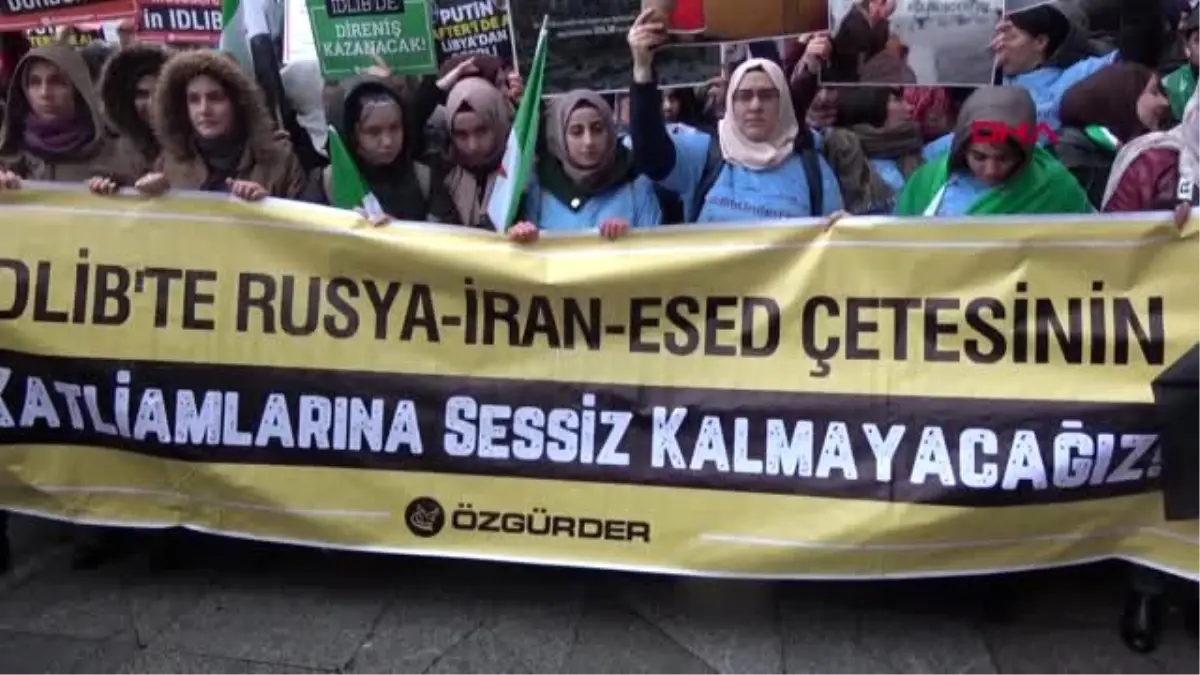 İstiklal caddesi\'nde idlib protestosu