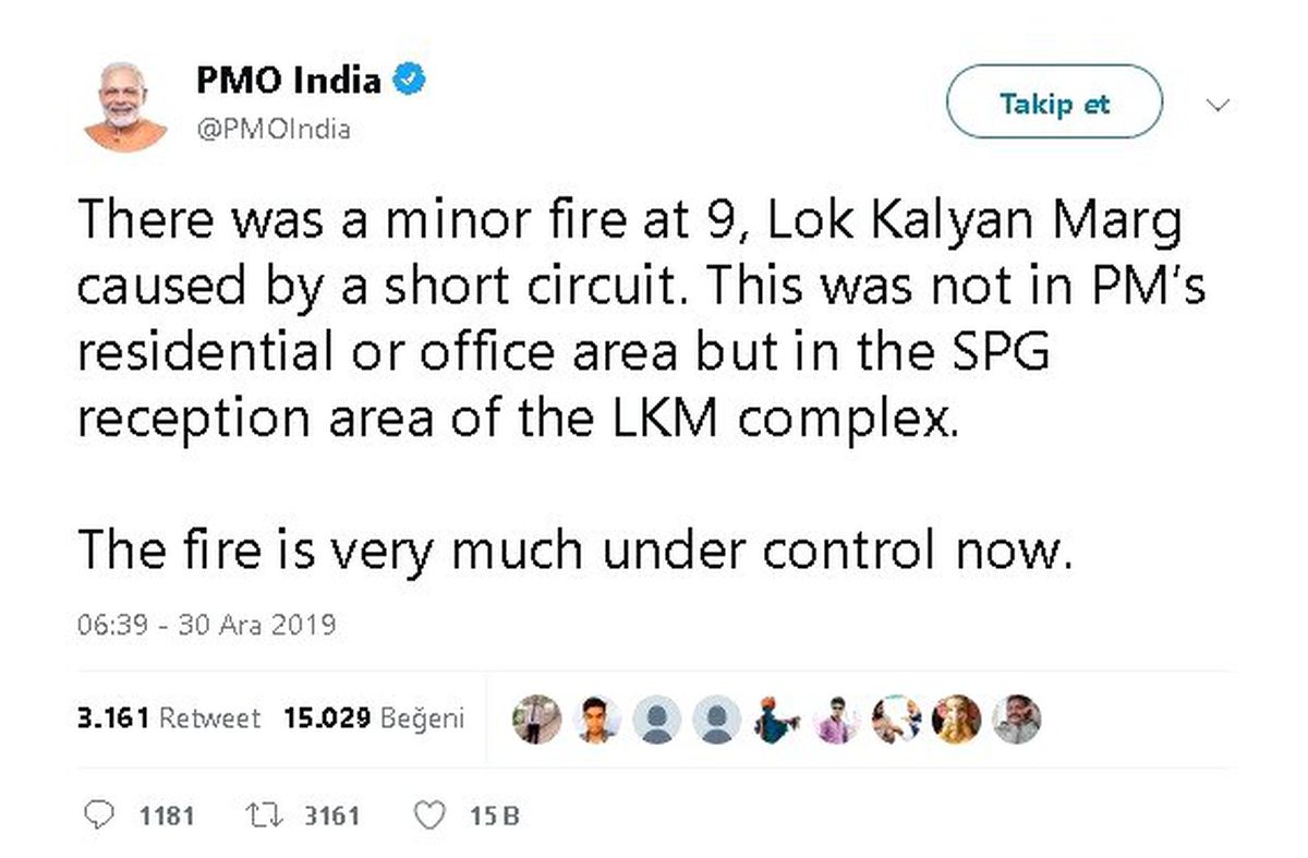 Hindistan Başbakanı Modi\'nın ofisinde korkutan yangın