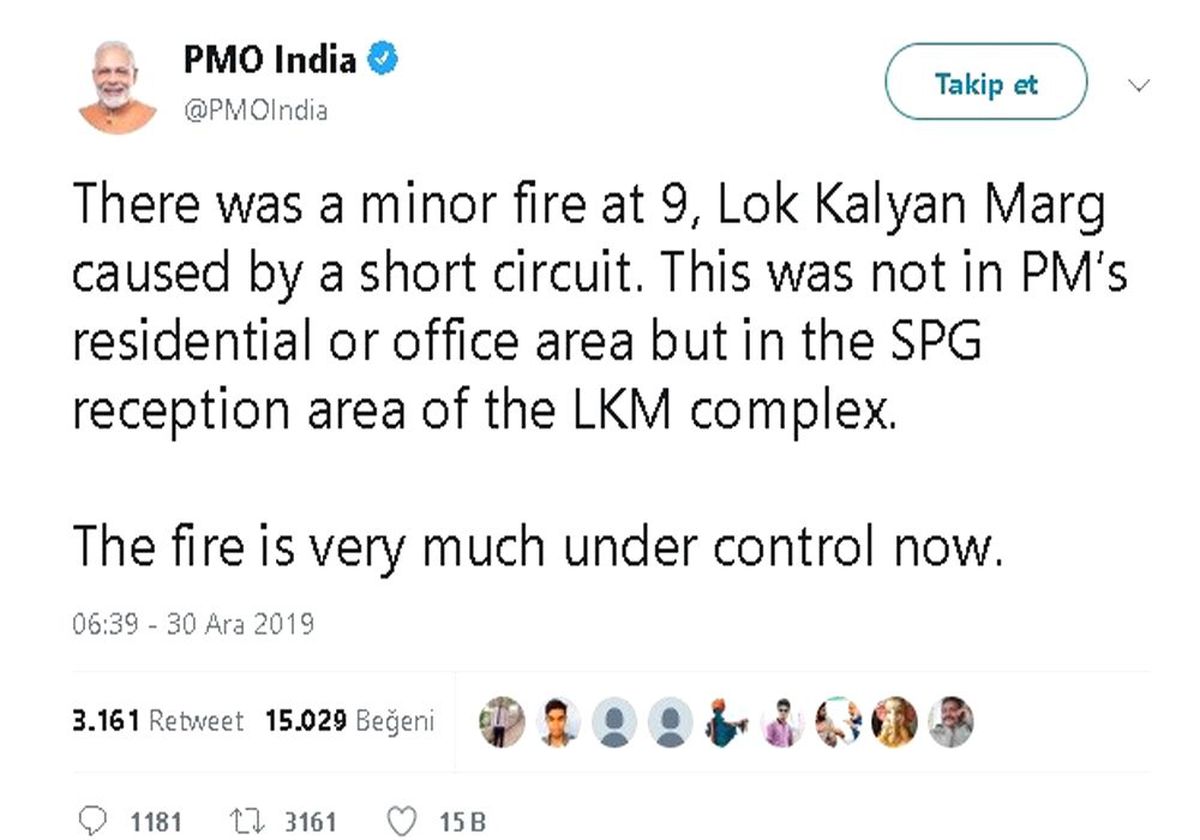 Hindistan Başbakanı Modi\'nın ofisinde korkutan yangın