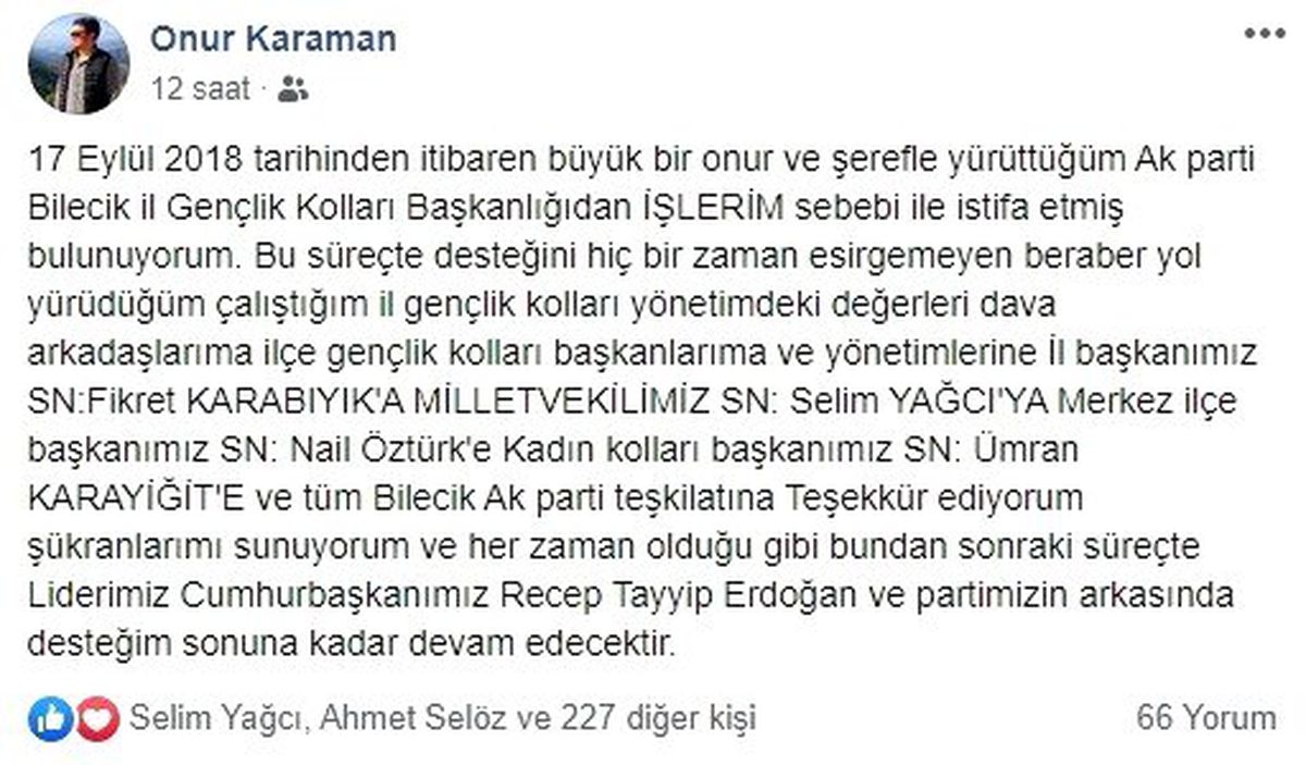 AK Parti\'de istifa