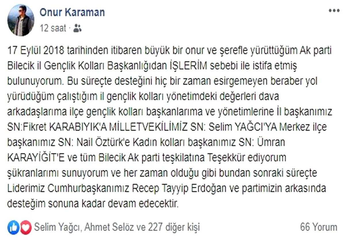 AK Parti\'de istifa