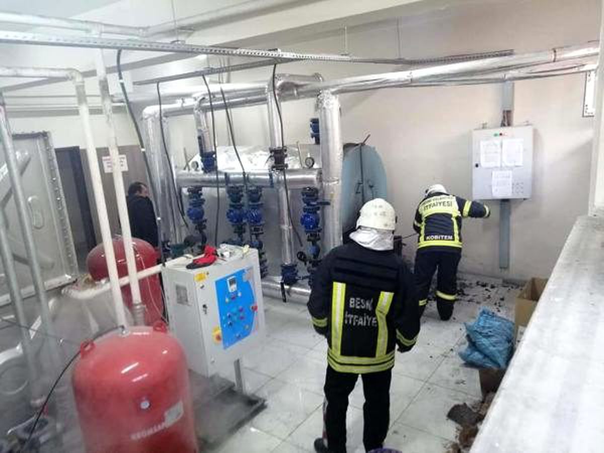Okulun kalorifer dairesinde yangın