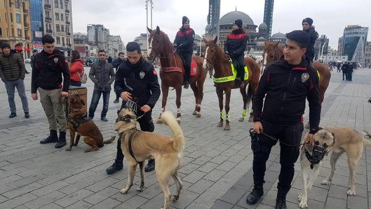 Polis köpekleri Taksim\'de yılbaşı devriyesine başladı