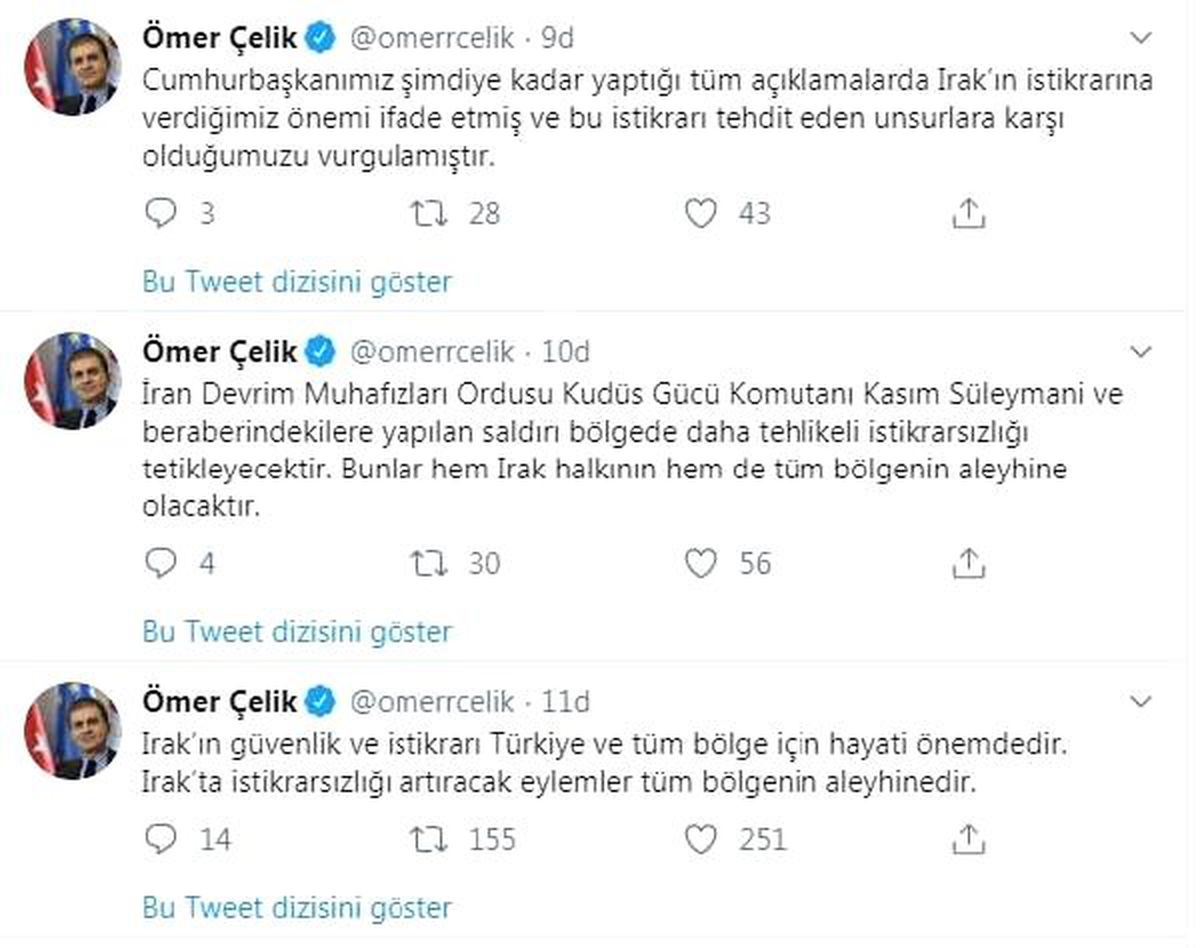 AK Parti\'li Çelik: Bölgede tırmanan İran-ABD gerginliği kaygı verici