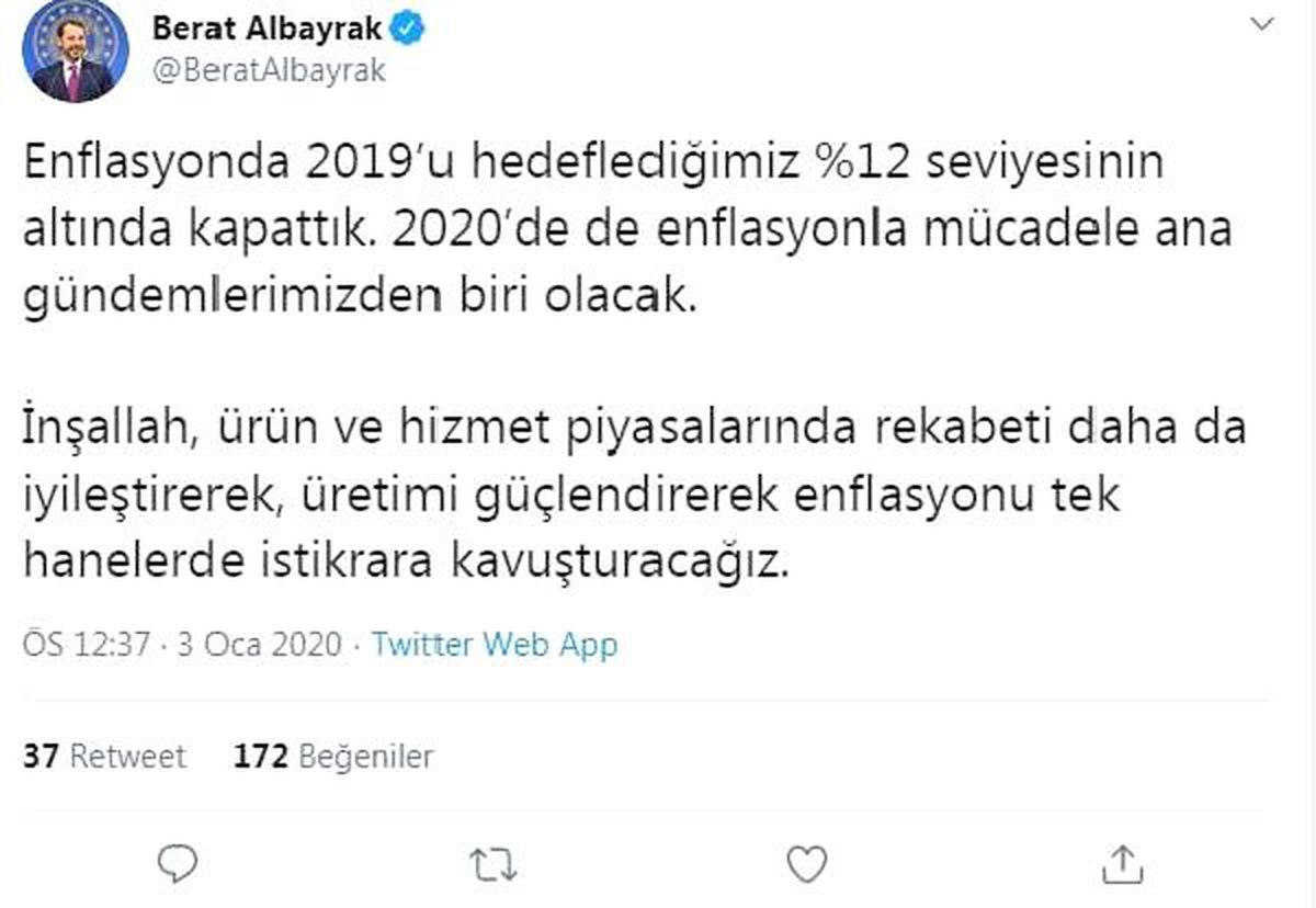 Bakan Albayrak: Enflasyonla mücadele, ana gündemlerimizden olacak