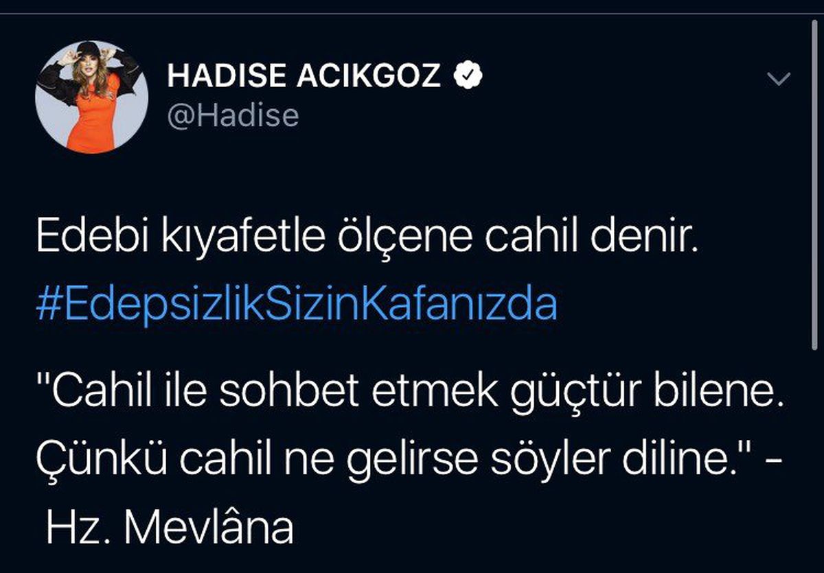 Hadise: Edepsizlik sizin kafanızda!