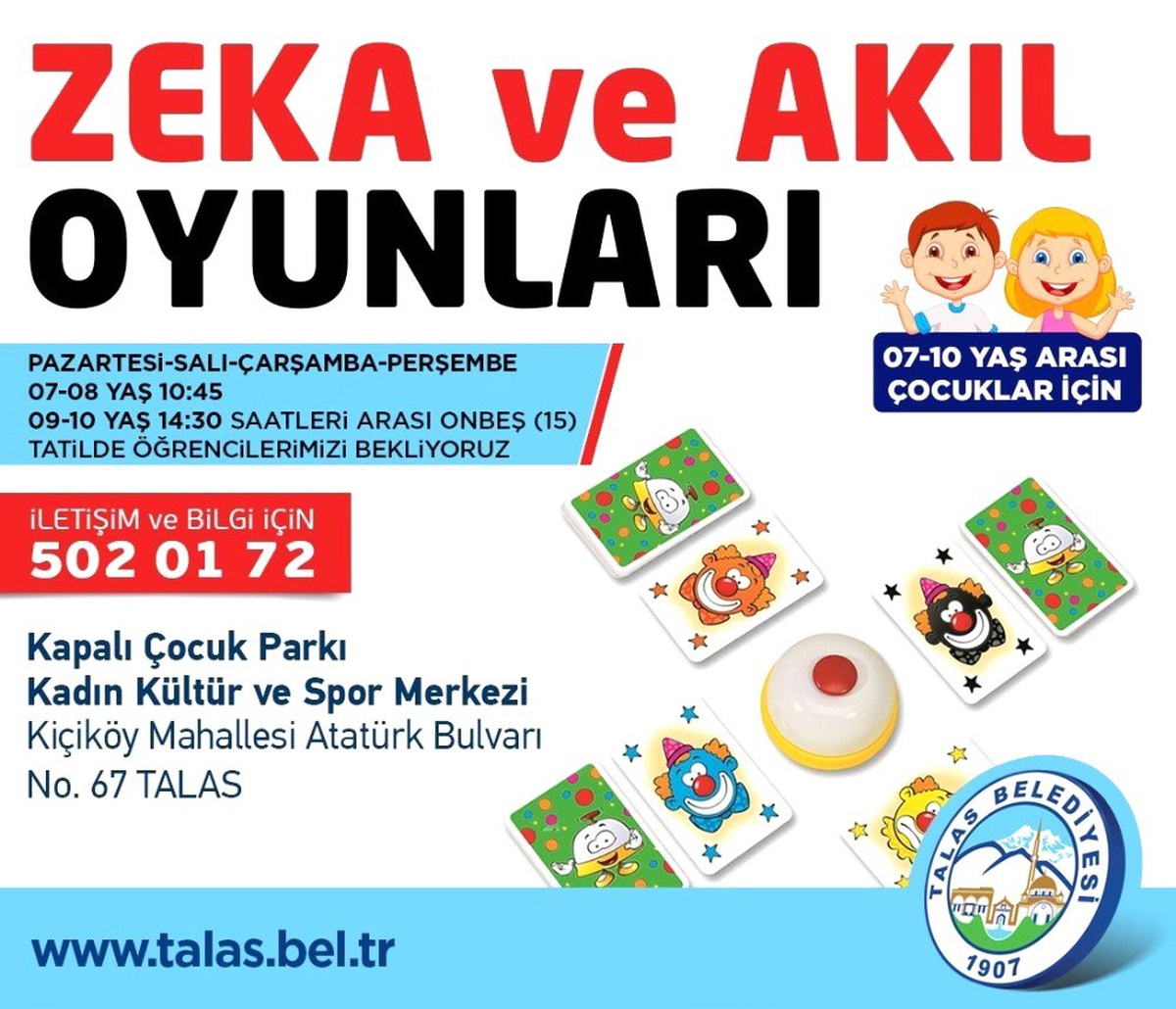 Talas\'tan çocuklara zeka ve akıl oyunları