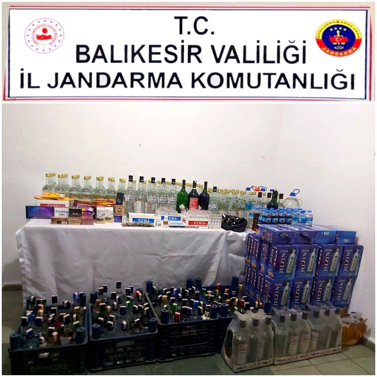Gönen\'de kaçak içki ve sigara operasyonu