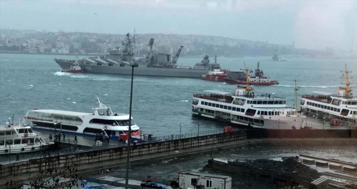 İstanbul Boğazı\'ndaki kuvvetli akıntı Rus savaş gemisini etkiledi